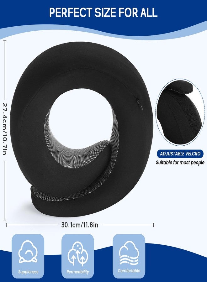 Badink®l Neck Pillow Memory Foam with MagicStrap - Adjustable Ergonomic Travel Pillow for Office/Airplane/Car, Washable Cover, Portable Cervical Support （Black） - Image 4